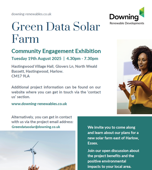 Advert for public exhibition for solar farm Hastingwood